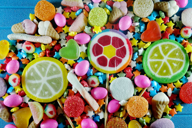 istock Colorful lollipops and different colored candies 1475604132
