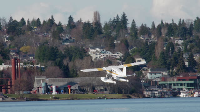 Seaplane Taking Off from Lake Union in Seattle Washington