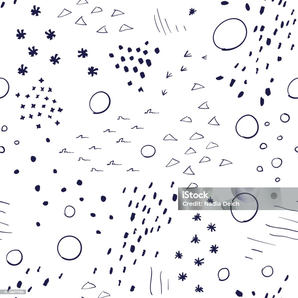 Abstract Freehand Elements Seamless Pattern Stock Illustration ...