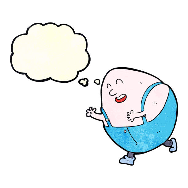 illustrations, cliparts, dessins animés et icônes de humpty dumpty egg caractères en dessin animé avec bulle de pensée - humpty dumpty nursery rhyme cartoon drawing