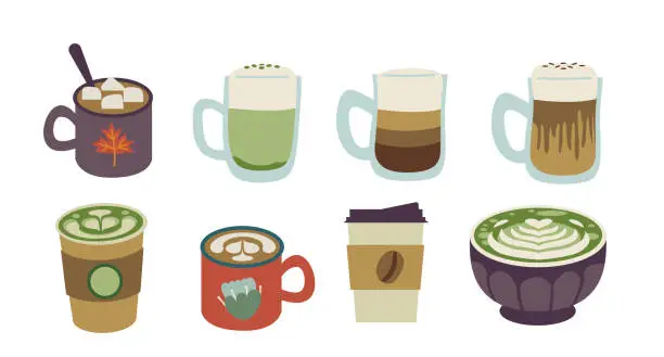 Vector illustration of Hot beverages bundle