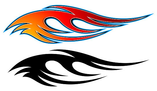 Fire Racing Decal Fire Flames Racing Car Decal Vector Art Graphic Burning Tire And Flame ...