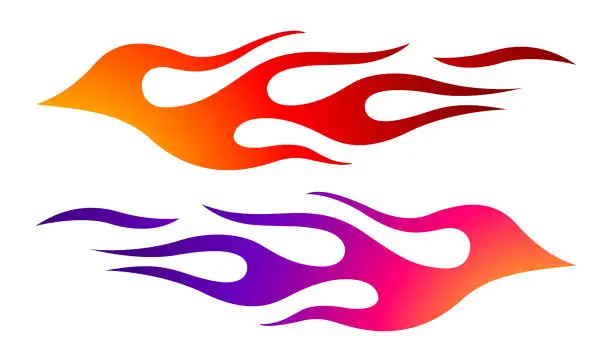 Vector illustration of Speed flame sports car decal vinyl sticker. Racing car tribal fire flames vector art graphic. Side vehicle decoration for car, auto, truck, boat, suv, motorcycle.