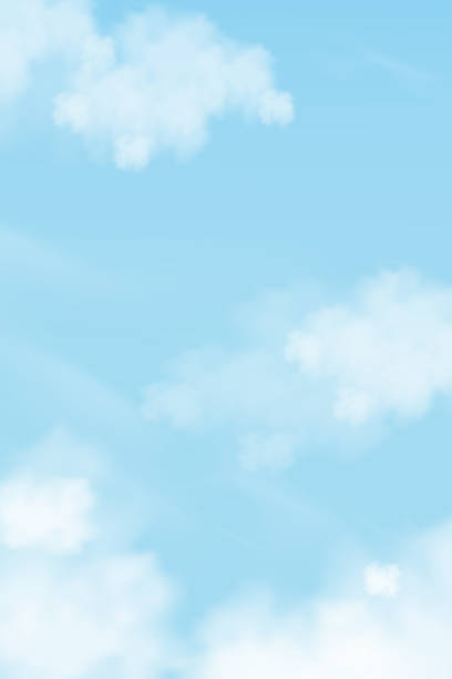 アルトストラトスの雲の背景に青い空、巻雲を持つベクター漫画の空、季節の垂直バナーの背景背景晴れた日の春または夏の曇り.3dイラスト 美しい自然 - autumn backgrounds dawn dusk点のイラスト素材／クリップアート素材／マンガ素材／アイコン素材
