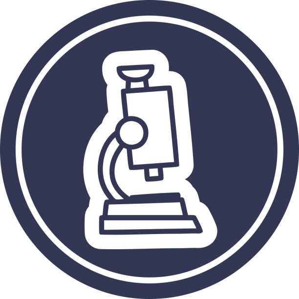 illustrazioni stock, clip art, cartoni animati e icone di tendenza di microscopio e simbolo dell'icona circolare del vetrino - microscope slide