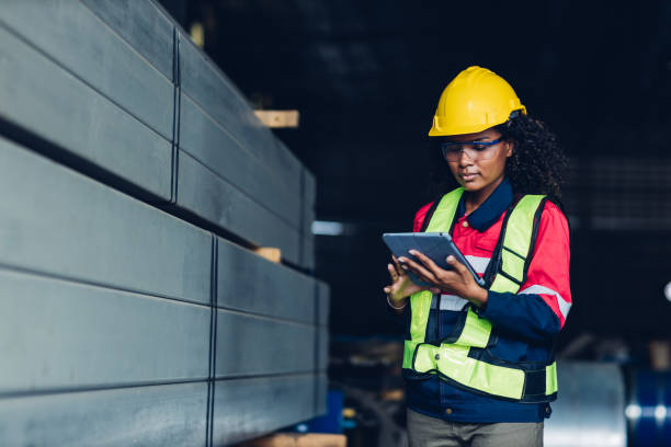 istock Foreman or worker work at factory site check up machine or products in site. Engineer or Technician checking Material or Machine on Plant. Industrial and Factory. 1475615558