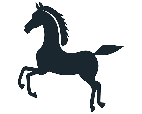 black minimalistic horse icon isolated on white background. flat vector illustration.