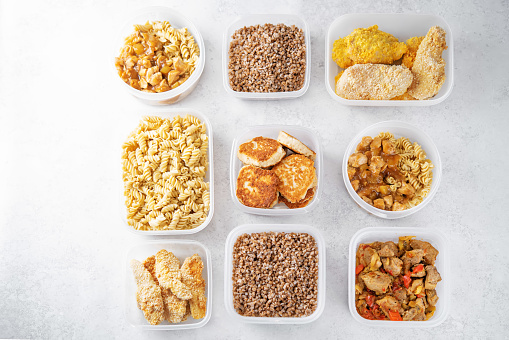 Sets of healthy food in containers. tinting. selective focus