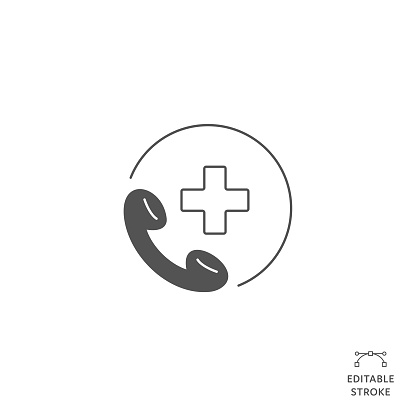 Medical Assistance Flat Line Icon with Editable Stroke. The Icon is suitable for web design, mobile apps, UI, UX, and GUI design.