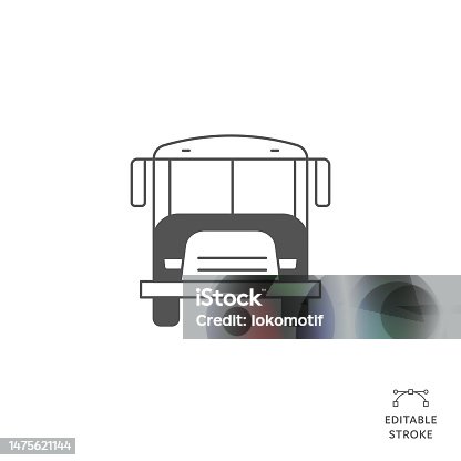 istock School Bus Flat Line Icon with Editable Stroke. The Icon is suitable for web design, mobile apps, UI, UX, and GUI design. 1475621144