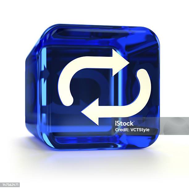 Blue Sync Icon Stock Photo - Download Image Now - Arrow Symbol, Blue, Cube Shape