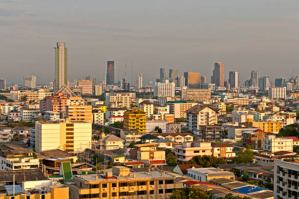 istock Morning city bird eye view 147562541