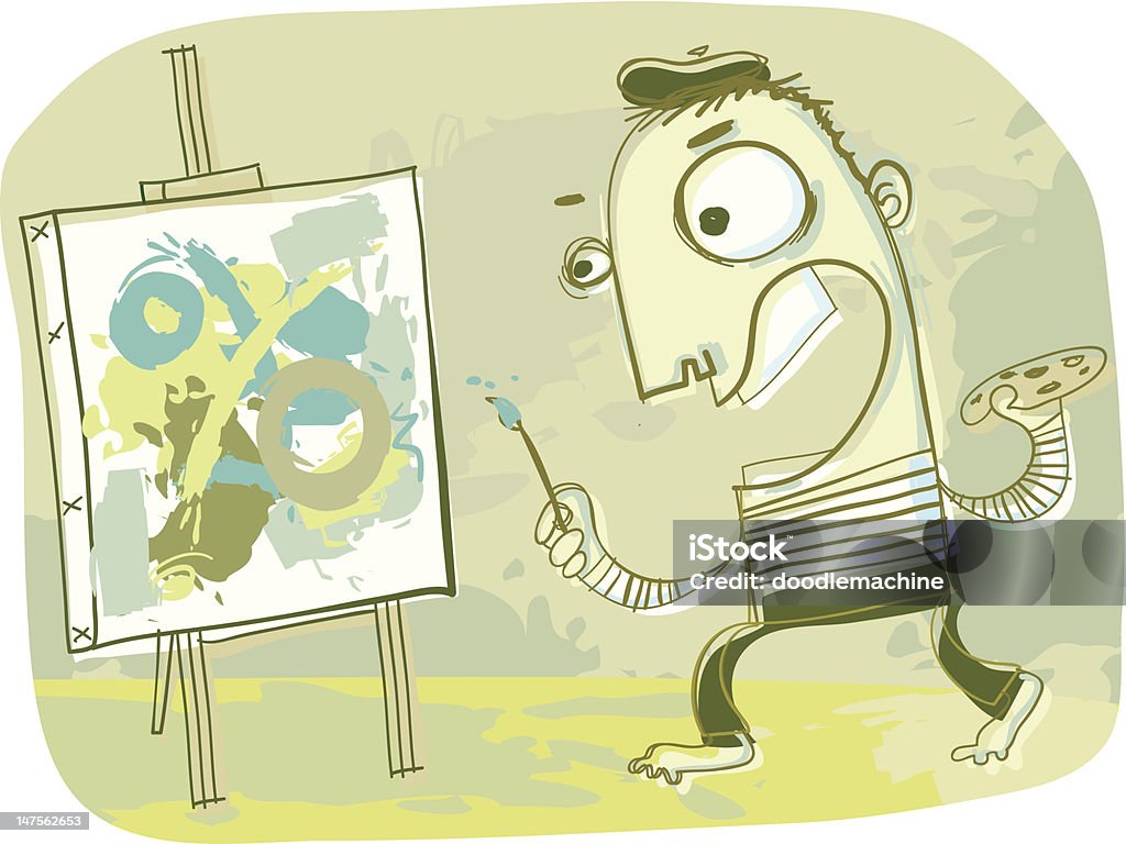 The Artist In His Element The artist is an elusive being indeed. Hiding from the light of day in dark apartments and basements, he works, creating his diabolical masterpieces, sheltered from the harsh world that has dejected him. Artist's Canvas stock vector