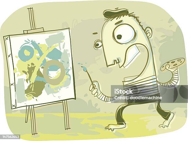 The Artist In His Element Stock Illustration - Download Image Now - Artist's Canvas, Canvas Fabric, Doodle