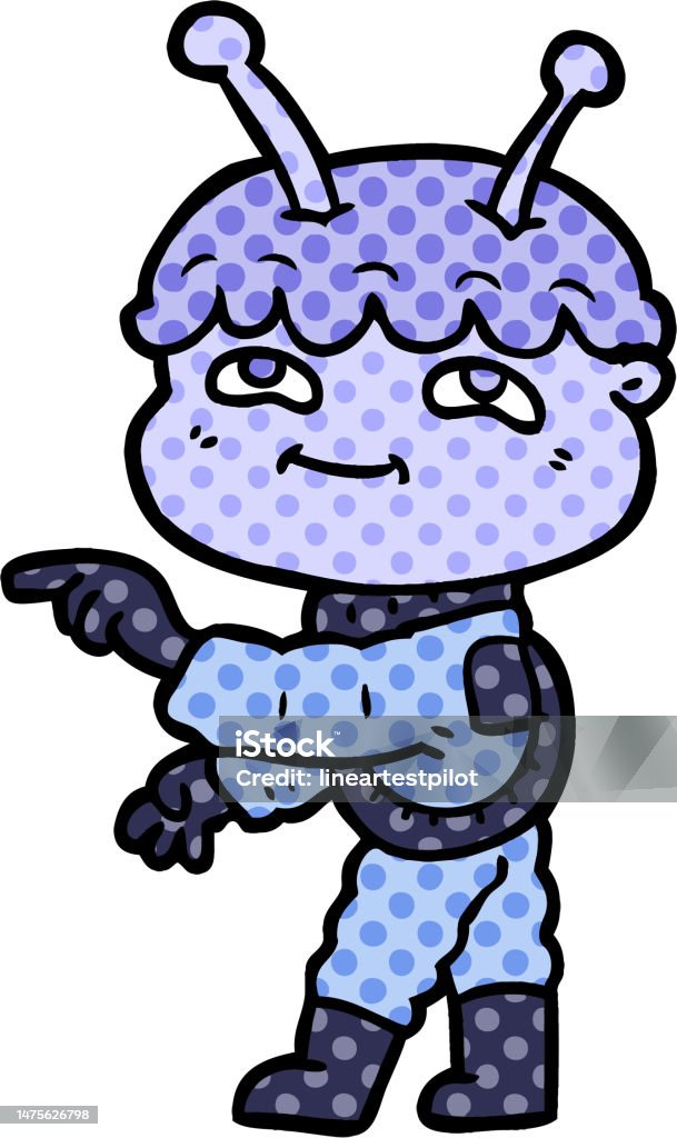 Spaceman Pointing Friendly Cartoon Spaceman Pointing Stock Illustration - Download Image ...