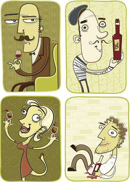 Wine Lovers vector art illustration