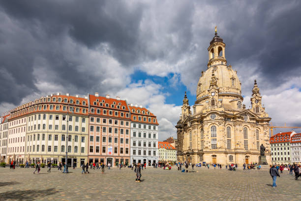 Dresden, Germany - May 2019: Neumarkt (New Market) square with Frauenkirche (Church of Our Lady)