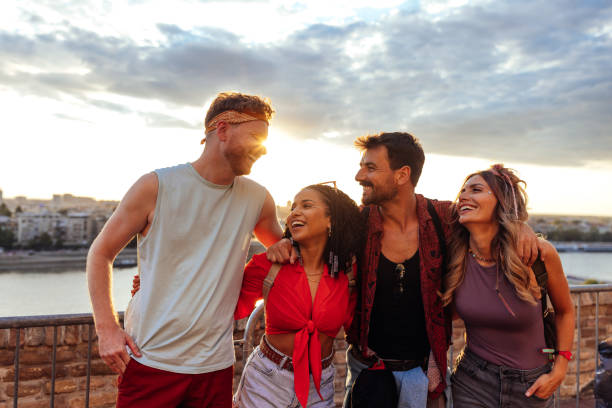 istock Two couples at festival 1475631685