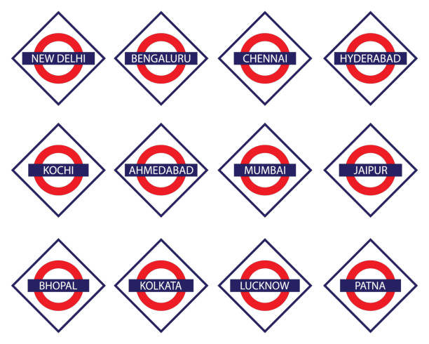 major Indian Cities railways name board vector illustration Railways name board of major Indian Cities like Mumbai, Delhi, Chennai, Kolkata, Bangalore etc vector illustration india jaipur rajasthan traditional culture stock illustrations