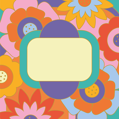 Floral frame with copy space. Abstract retro nature background. Stock Illustration
