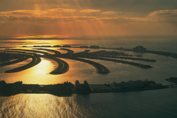 Dubai Palm Island at sunset