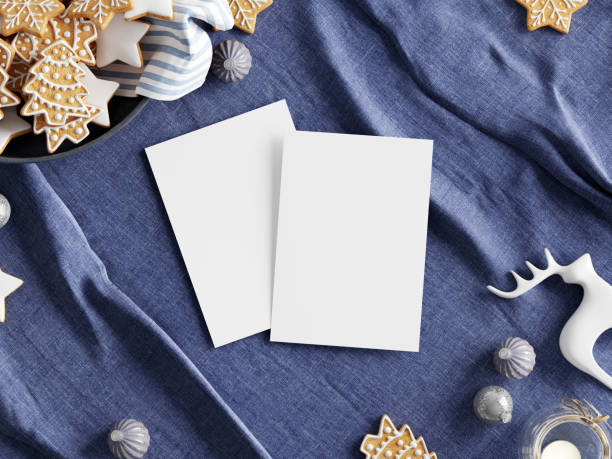 istock Two Christmas Cards Mockup, Greeting Card Mockup 1475641066