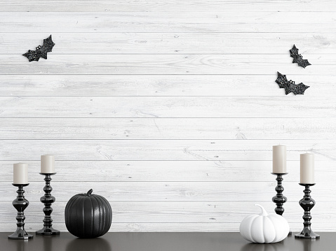 Halloween Interior Mockup, Blank Wall Mockup, 3d render