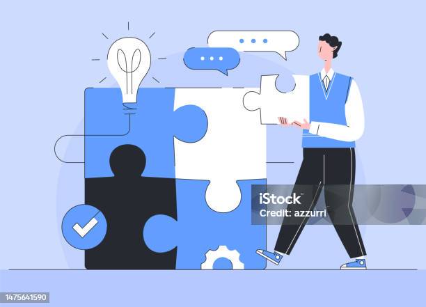 Flat Design Cartoon Illustration Problem Solving Concept Stock ...