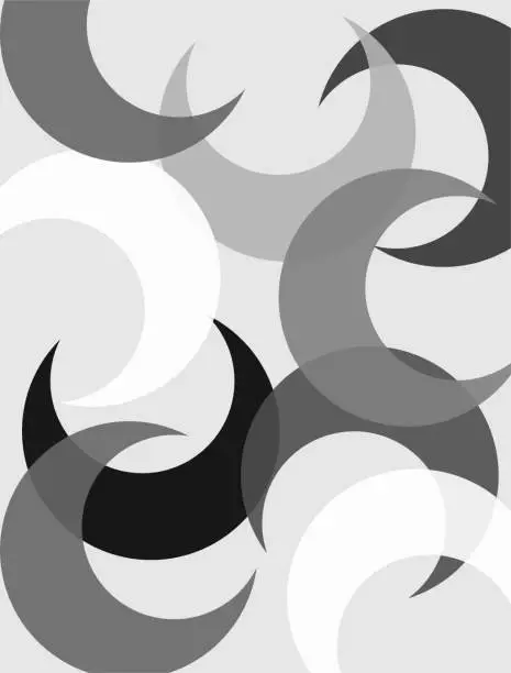 Vector illustration of Abstract monochrome background with moon
