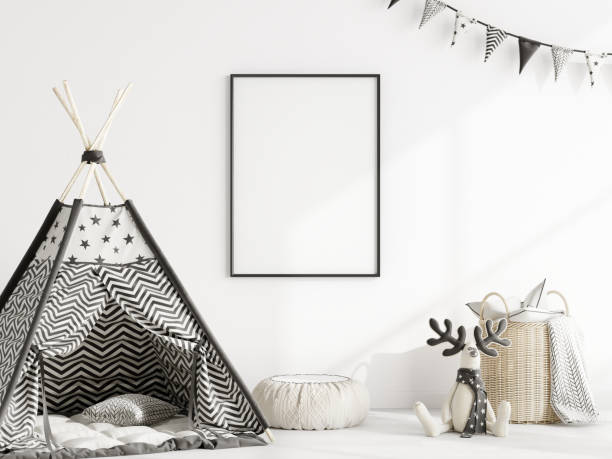 istock Frame Mockup in Minimalist Nursery Interior, Poster Mockup 1475643098