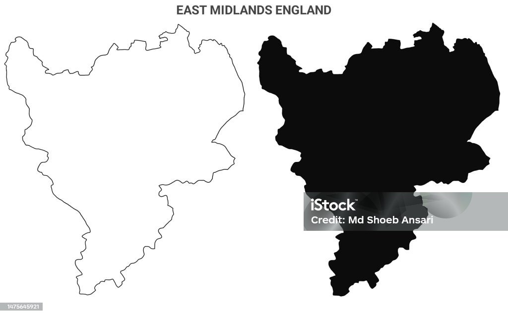 Midlands Map Vector East Midlands England Map Set Blank Outline Map Stock Illustration ...