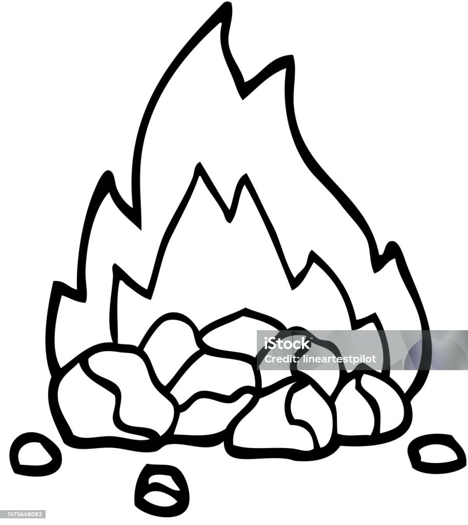 Bara Api Icon Kartun Hitam Putih Membakar Bara Api Ilustrasi Stok - Unduh Gambar ...
