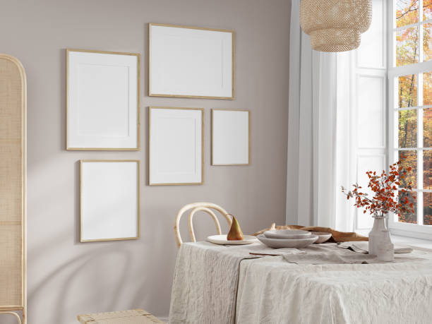 istock Autumn Dining Room Frame Mockup, Interior Mockup, Poster Mockup 1475650128