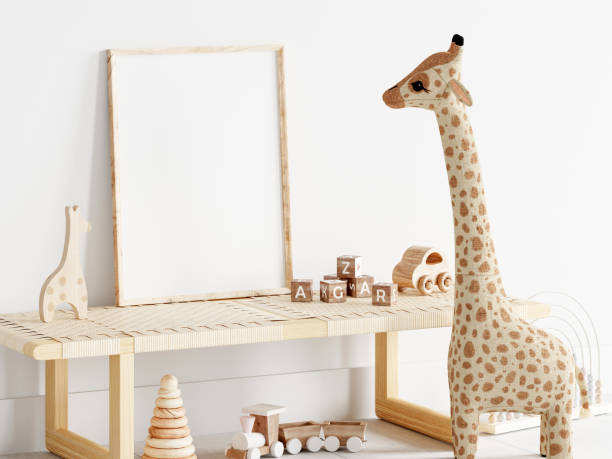 istock Frame Mockup in Cozy Kids Room Interior with Toys 1475651223