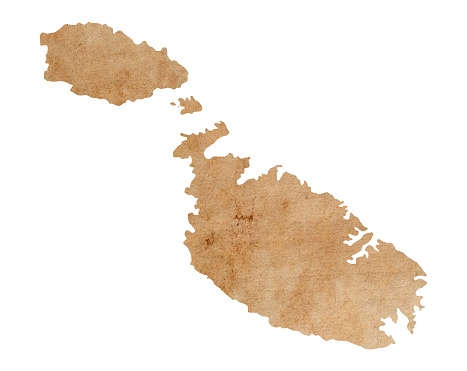 map of Malta on old brown grunge paper
