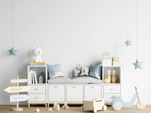 istock Modern Kids Room Interior Background, Blank Wall Mockup 1475651267