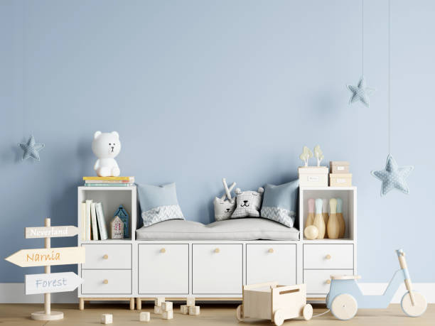 istock Modern Kids Room Interior Background, Blank Wall Mockup 1475651279