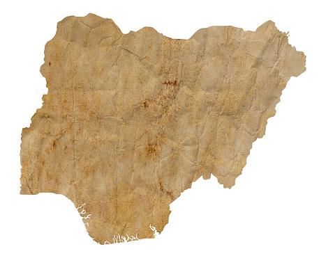 map of Nigeria on old brown grunge paper