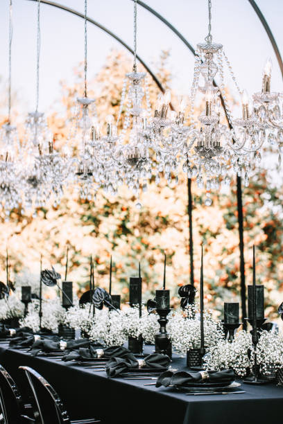 istock Outdoor banquet decor in black 1475653158