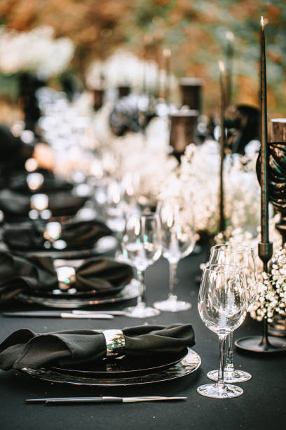 istock Outdoor banquet decor in black 1475653393
