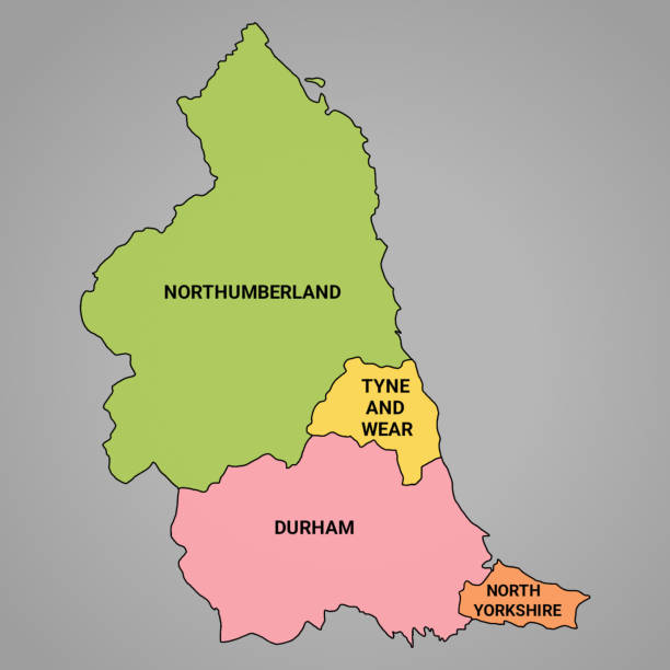 3d Rendering High Quality Outline Map Of North East England Is A Region 3d Rendering High Quality Outline Map Of North East England Is A Region Of England With 