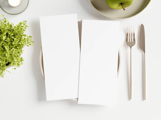 istock Boho Menu Mockup 4x9, Wedding Menu Mockup, Menu Mockup, Blank Menu Card Template, Minimalist Stationary Mockup, 3d render 1475660209