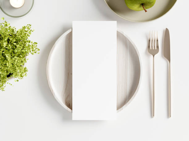 istock Boho Menu Mockup 4x9, Wedding Menu Mockup, Menu Mockup, Blank Menu Card Template, Minimalist Stationary Mockup, 3d render 1475660215