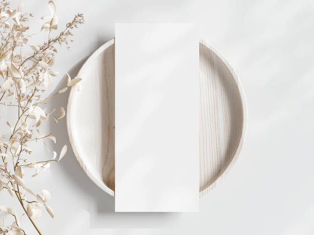 istock Boho Menu Mockup 4x9, Wedding Menu Mockup, Menu Mockup, Blank Menu Card Template, Minimalist Stationary Mockup, 3d render 1475660274