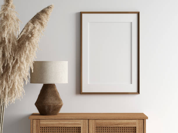 istock Frame mockup in living room Interior, poster mockup, 3d render 1475660826