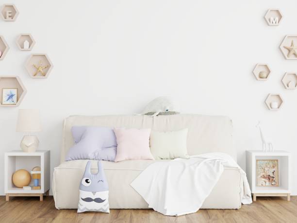 istock Kids room Interior background, wall mockup, 3d render 1475660910