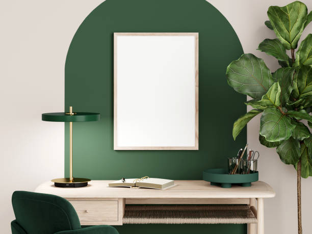 istock Frame mockup, gallery wall mockup, home office mockup, Interior mockup, 3d render 1475660918