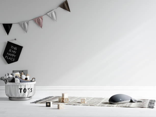istock Kids room Interior background, wall mockup, 3d render 1475660951