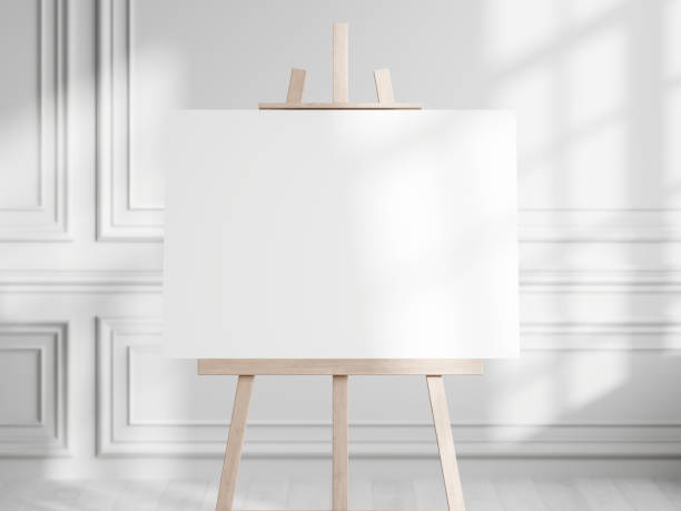 istock Canvas mockup, easel mockup, wedding mockup, sign Interior mockup, 3d render 1475660952