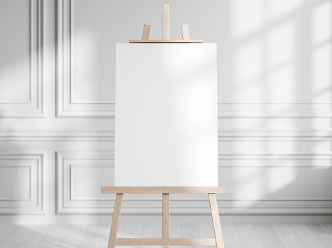 Canvas mockup, easel mockup, wedding mockup, sign Interior mockup, 3d render